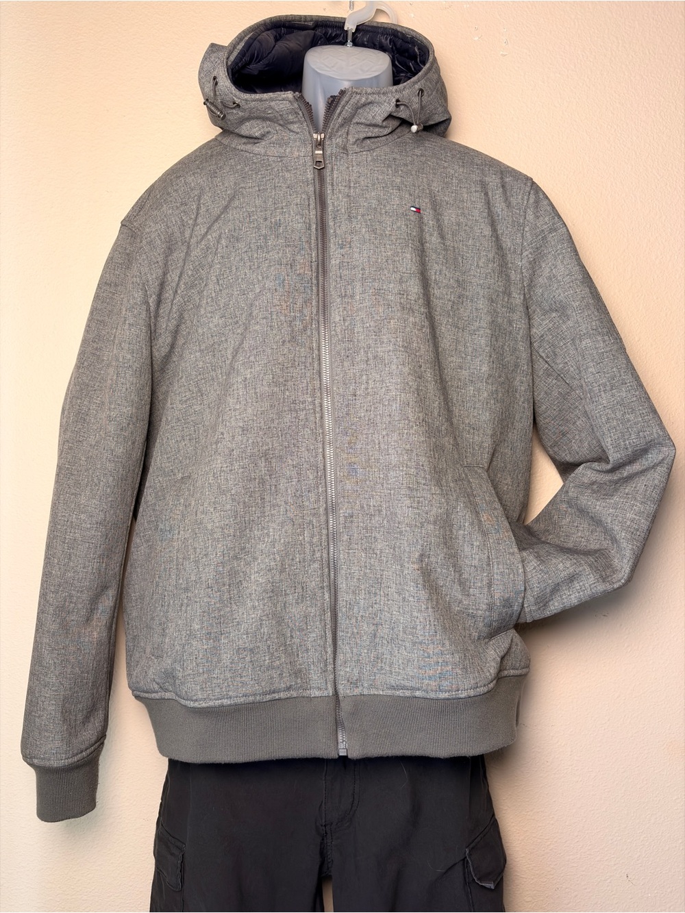 Tommy Hilfiger Gray Hooded Bomber Jacket